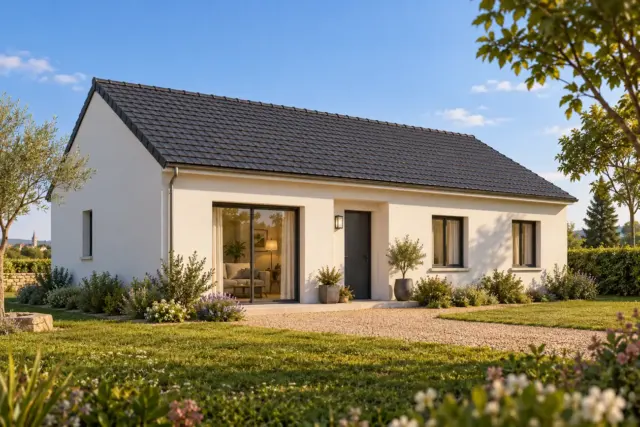 &Eacute;lan 70 : concept de maison fran&ccedil;aise de plain-pied, 70 m&sup2;, 2 chambres propos&eacute;es