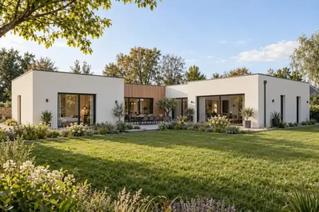 Patio 160 : concept de maison fran&ccedil;aise de plain-pied, 160 m&sup2;, 4 chambres propos&eacute;es